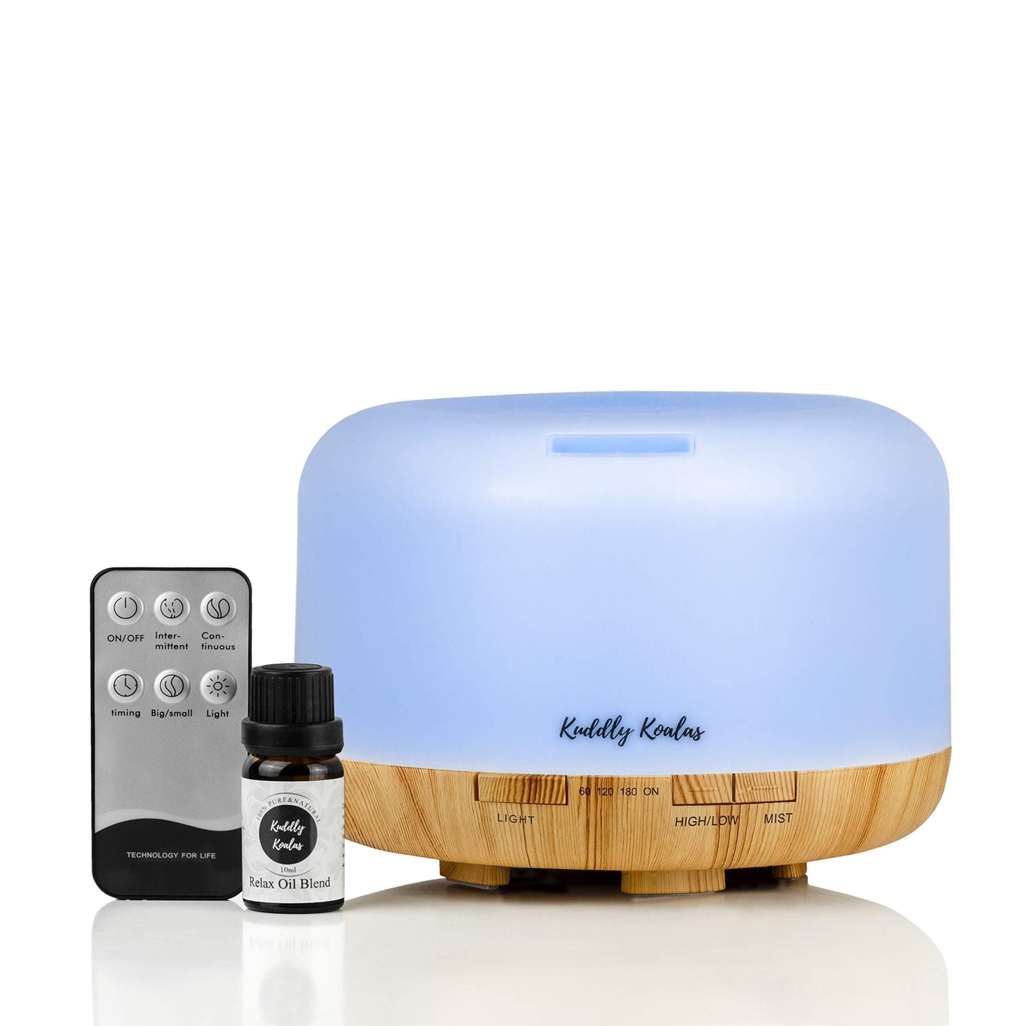 KUDDLY KOALAS 500 ml Remote Control Essential Oil Diffuser - with 10ml 100% Pure ‘Relax’ Essential Oil Blend | For Better Sleep Relaxation and Stress Relief | with AU Power Plug | Super Quiet Ultrasonic Aromatherapy| Timer and Safety Auto-off | Scented Ar-Curavita