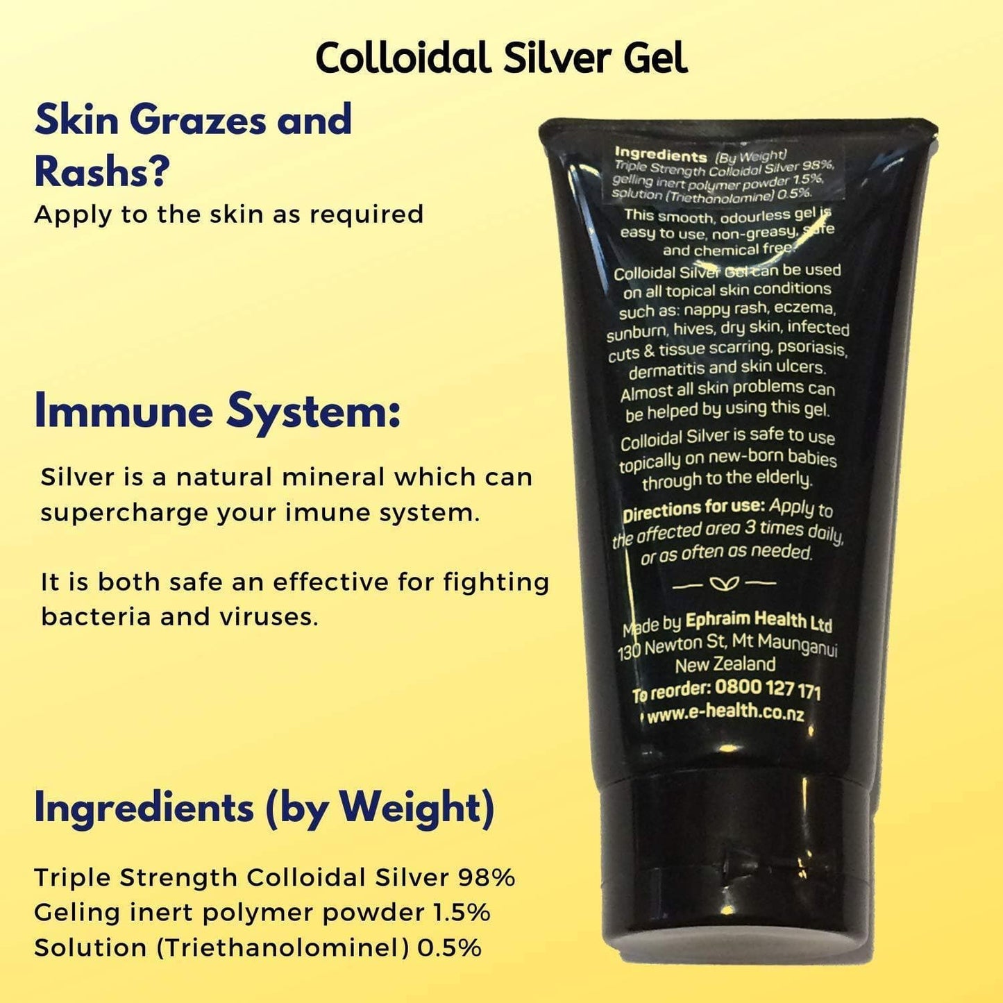 E-health Colloidal Silver Gel for Skin – 10 PPM-Curavita