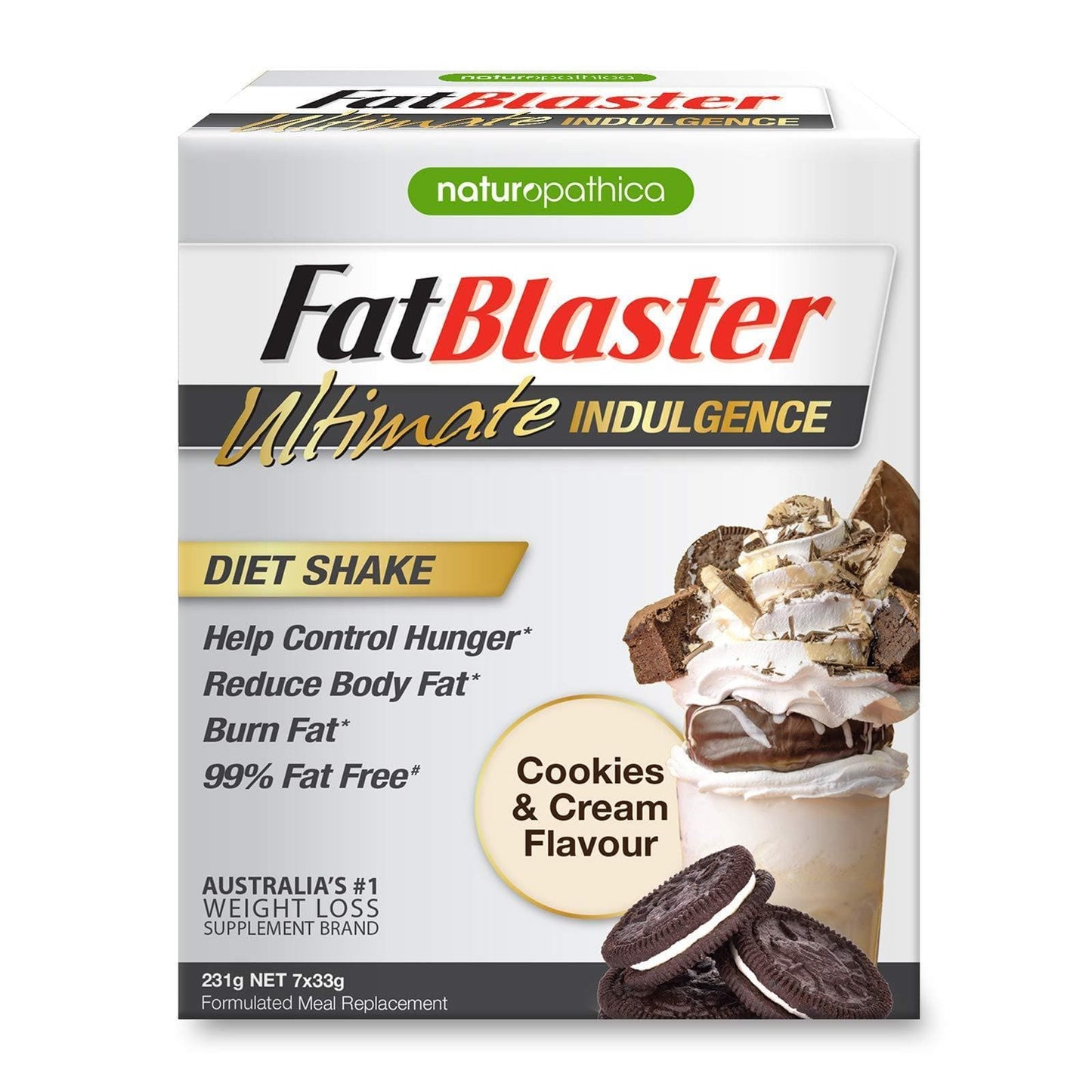 Fat Blaster Ultimate Indulgence Diet Shake Cookies & Cream Flavour 7 x 33g-Curavita