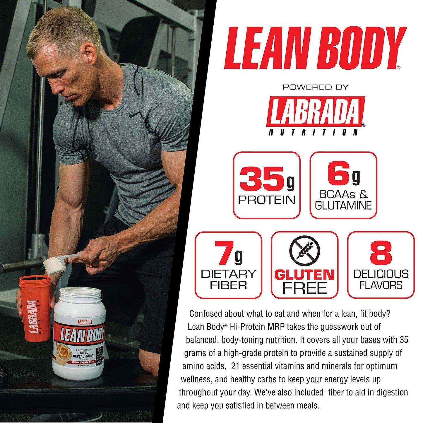 Labrada Nutrition Lean Body Hi Protein Meal Replacement Shake, Salted Caramel, 1.12 Kg-Curavita