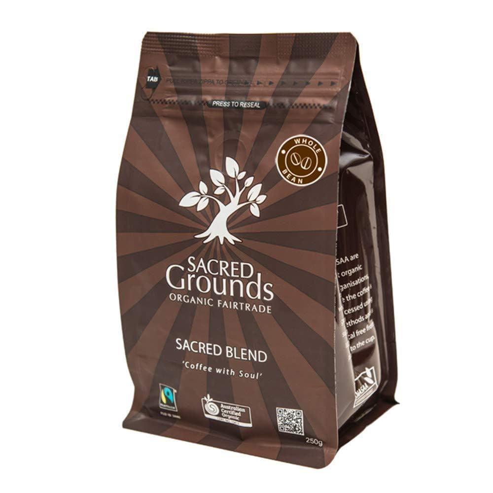 Sacred Grounds, Organic "Sacred Blend" Whole Coffee Beans, 250g